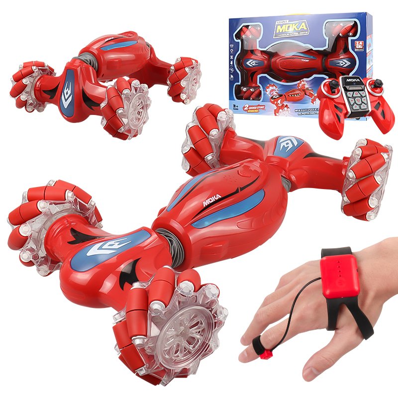Rc Finger Induction Electric Car Kids Remote Control Stunt Cars Twisting Off-road Vehicle Light Music Dancing Toy Gift For Boys red