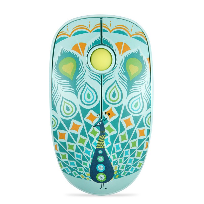 Rechargeable Computer Mouse Cartoon Animal Pattern Ultra-thin Silent Notebook Office Wireless Mouse Peacock