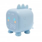Rechargeable Cute Digital Alarm  Clocks Kids Dinosaur shaped Alarm Clock Wake Up Night Lights For Girls Boys blue