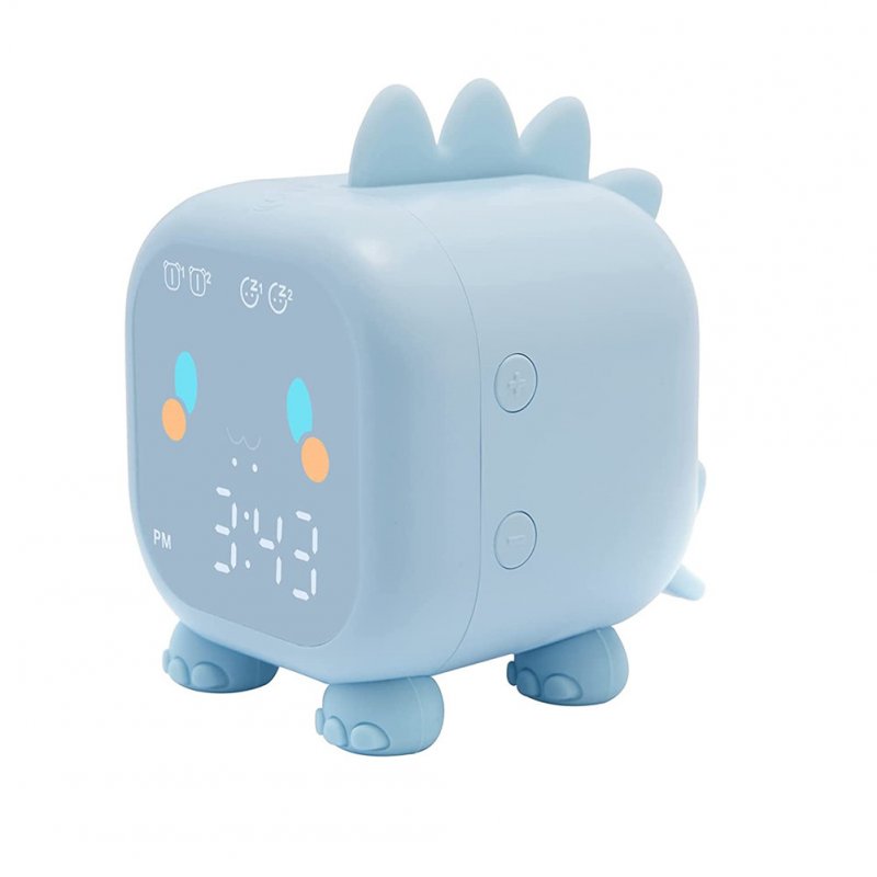 Rechargeable Cute Digital Alarm  Clocks Kids Dinosaur-shaped Alarm Clock Wake Up Night Lights For Girls Boys blue