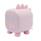 Rechargeable Cute Digital Alarm  Clocks Kids Dinosaur-shaped Alarm Clock Wake Up Night Lights For Girls Boys pink