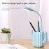 Rechargeable Flexible Lamp Cactus Shape with Pen Holder Creative 13 LED USB Touch  Night Reading Light Eye Protective Lamp Pink