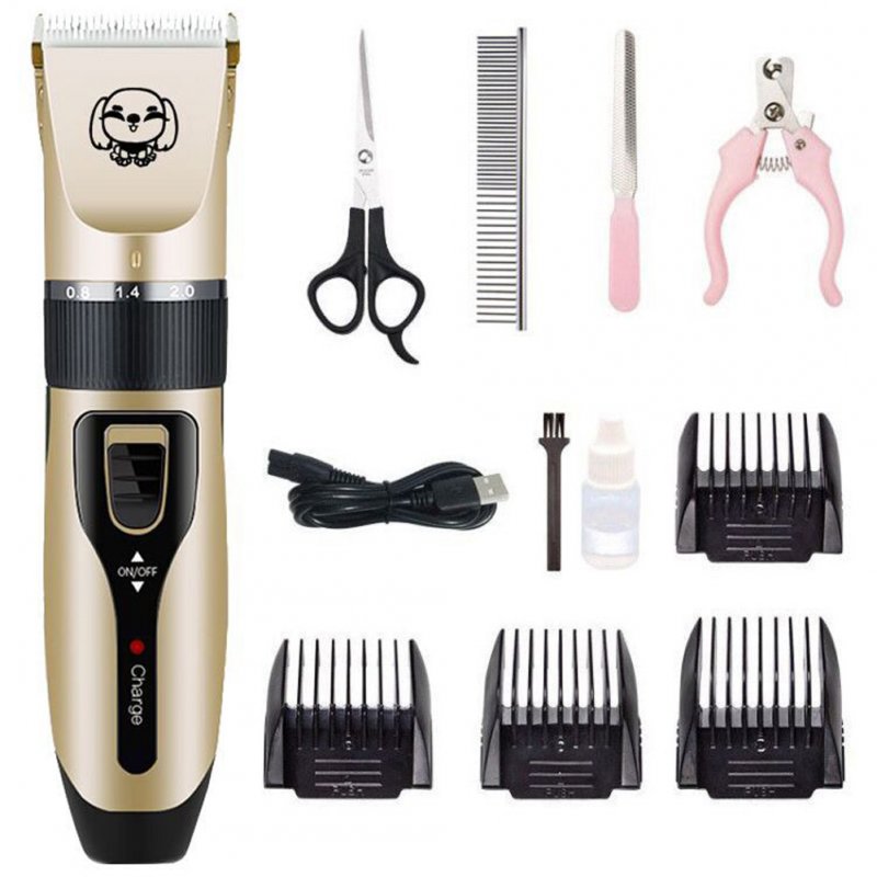 Rechargeable Hair Clippers Pet Dog Electric Pet Grooming Tool 4PCS C200 + plastic scissors