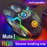 Rechargeable Wireless Gaming Mouse Silent Ergonomic 7 Keys RGB Backlit 1600 DPI Mouse for Laptop Computer gray