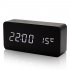 Rectangle Wooden Led Mini Alarm Clock Sound Control Digital Clock Calendar Thermometer black