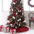 Red Black Lattice Christmas Tree  Skirt Xmas Home Decorative Ornaments As shown