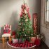 Red Black Lattice Christmas Tree  Skirt Xmas Home Decorative Ornaments As shown
