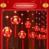 Red Lantern LED Lights With 8 Modes Chinese Characters Garland Curtain Lunar New Year Decoration Spring Festival Decoration USB flash version
