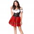 Red Mesh Skirt Stitching Fake Three piece Beer Suit 5  Spandex 95  Polyester Red Size L