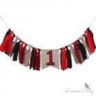 Red Plaid Christmas Party String Flag Baby Bunting Dining Chair Birthday Party Halloween Decoration Lumberjack number 1