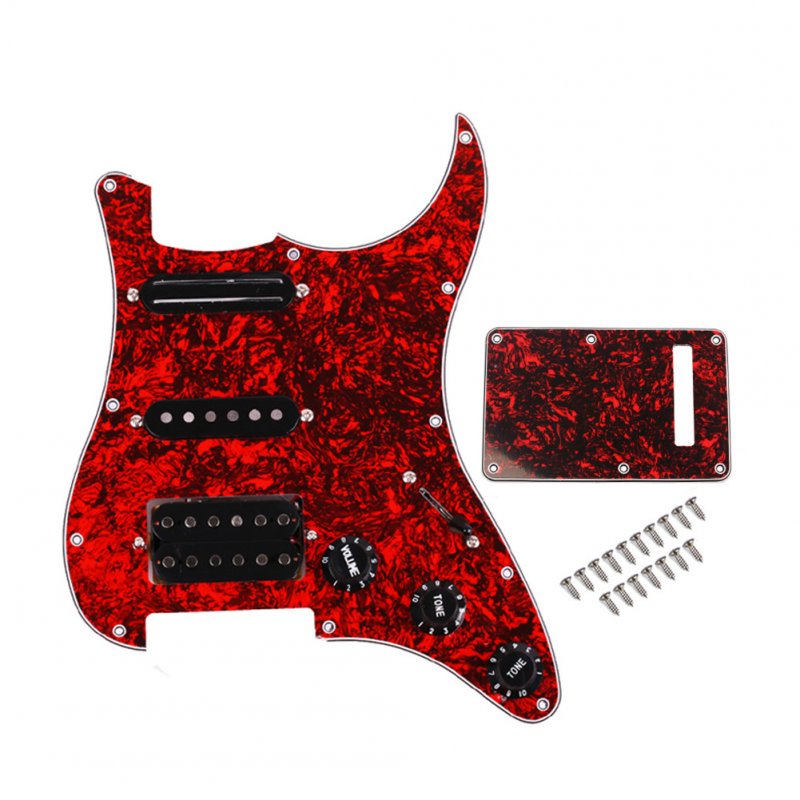 Red Tortoise Shell Pickguard Electric Guitar And Black SSH Loaded Prewired Scratchplate Assembly red