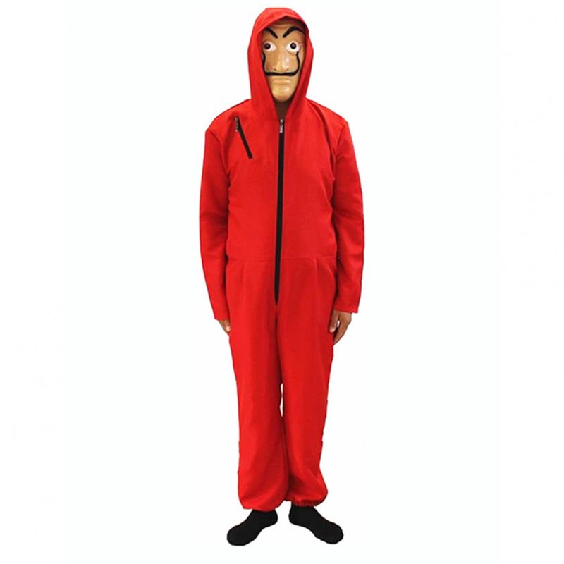 Red Zipper Jumpsuit Long Sleeves for Hallowmas Card house_Adult L