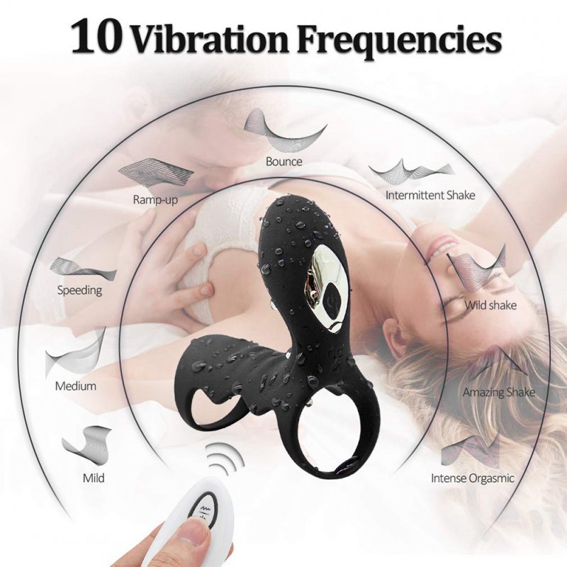 Remote Control 10 Powerful Vibration Mode Pennis-sring Ring for Men Women Shake Rooster Cockring Medical Grade Silicone  Remote control version