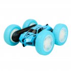 Remote Control Car 2 4ghz Electric Double Sided 360   Rolling Rotating Stunt RC Car with Headlights Blue