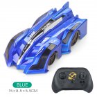 Remote Control Wall Climbing Car Four-channel Suction Stunt Car Model Toys With Colorful Lights For Boys Gifts blue