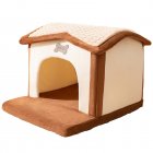 Removable Pet House Cartoon Cat House Dog Bed Arctic Velvet Warm Winter Pet Nest 360° Coverage Puppy Cave Sofa For Small Medium Dogs Cats brown tile house M- for pets under 15 pounds