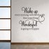 Removable Wake up Wonderful Quote Wall Sticker for Bedroom Decoration 57x40cm
