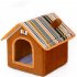 Removable Washable House Shape Pet Nest for Dogs Cats Puppy Sleeping brown S