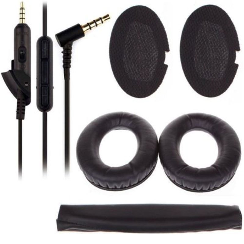 Replacement Ear Pads Cushion + Audio Cable + Headband for Bose QuietComfort QC15 QC2 black