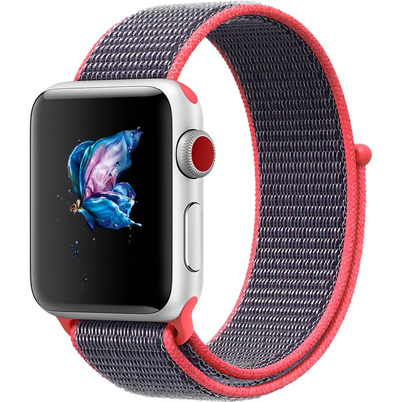 Replacement Sport Nylon Woven Band for Apple Watch Series 4 40mm/44mm Bright pink_44mm
