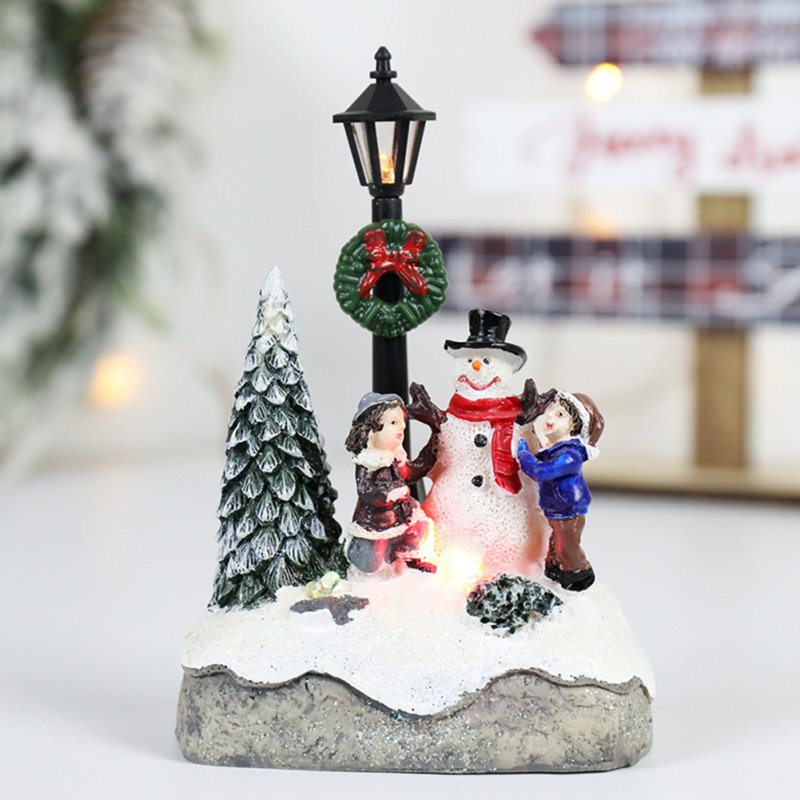 Resin Decorative  Ornament Christmas Decorations Small House Micro-landscape Snowman street light