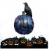 Resin Hollow Out Crow Jack o lantern Decoration for Halloween Spirit Festival Raven Black Pumpkin Light