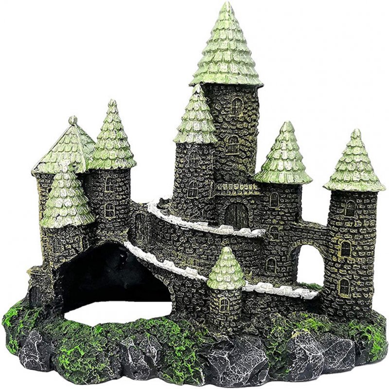 Resin Ornaments Simulation Castle Fish Shrimp Hideout House Fish Tank Aquarium Landscaping Accessories white top castle