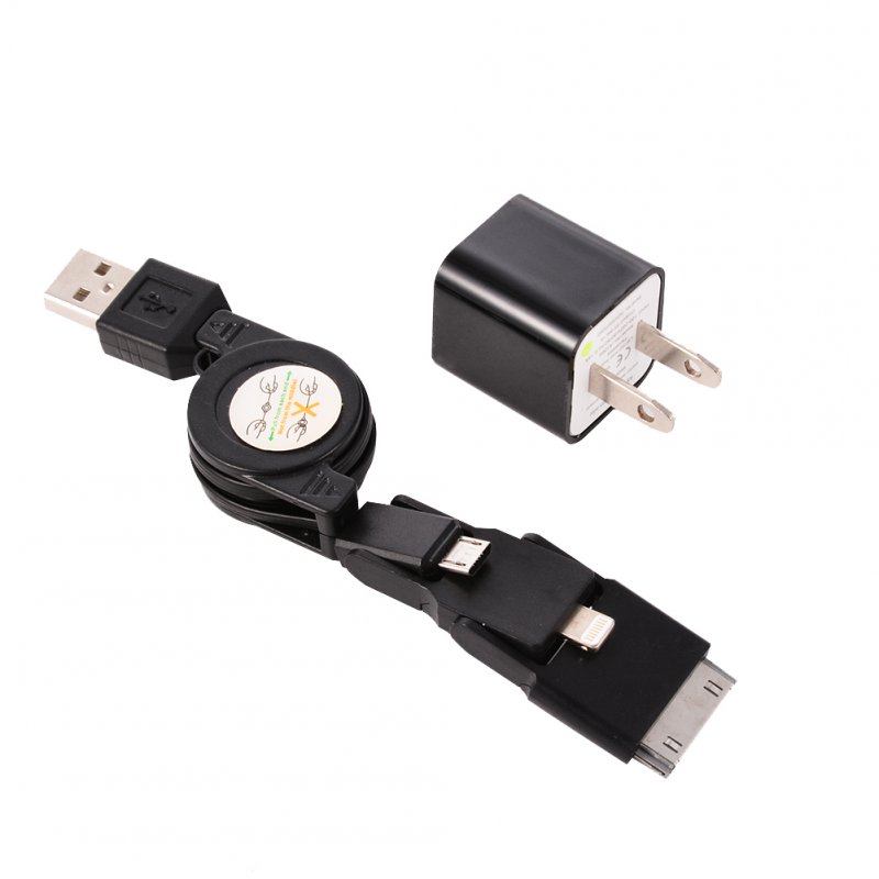 Retractable three-in-one data cable + charging head