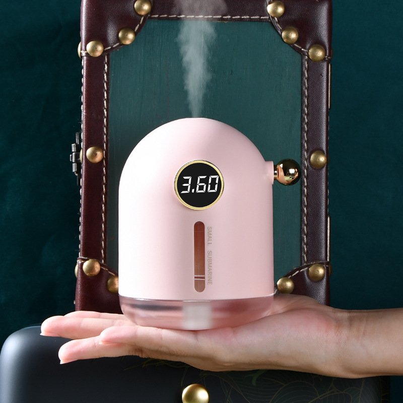 Retro Air Humidifier Mini USB Rechargeable Night Light for Home Office Pink