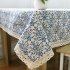 Retro Blue and White Porcelain Tablecloth with Lace Cotton Linen Table Cover for Dinning Home Decor Blue and white porcelain 60 60
