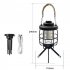 Retro Camping Lamp Usb Rechargeable 2000mah Portable Tent Hanging Lamp Waterproof Outdoor Emergency Light Black