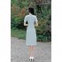 Retro Cheongsam Dress For Women Fashion Chinese Style Printing Stand Collar A line Skirt Short Sleeves Midi Skirt apricot L