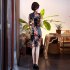 Retro Cheongsam Dress For Women Summer Short Sleeves Low Slit Skirt Large Size Stand Collar Satin Dress Red LGD129 B S