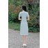 Retro Cheongsam Dress For Women Fashion Chinese Style Printing Stand Collar A line Skirt Short Sleeves Midi Skirt blue XL