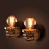 Retro Creative Fist Shape Wall Light E27 Lamp Holder Industrial Style Wall Lamp Restaurant Dinning Hall Living Room Cafe Bar Decoration Right hand