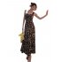 Retro French Style Dress For Women Summer Sleeveless Backless A line Skirt Sweet Floral Printing Long Dress As shown XXL
