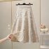 Retro High Waist Skirt For Women Elegant Hollow out Floral Large Swing Skirt For Party Dance Performances dark brown XL