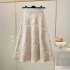 Retro High Waist Skirt For Women Elegant Hollow out Floral Large Swing Skirt For Party Dance Performances dark brown XL