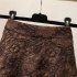 Retro High Waist Skirt For Women Elegant Hollow out Floral Large Swing Skirt For Party Dance Performances dark brown XL