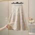 Retro High Waist Skirt For Women Elegant Hollow out Floral Large Swing Skirt For Party Dance Performances black S