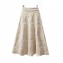 Retro High Waist Skirt For Women Elegant Hollow out Floral Large Swing Skirt For Party Dance Performances apricot S