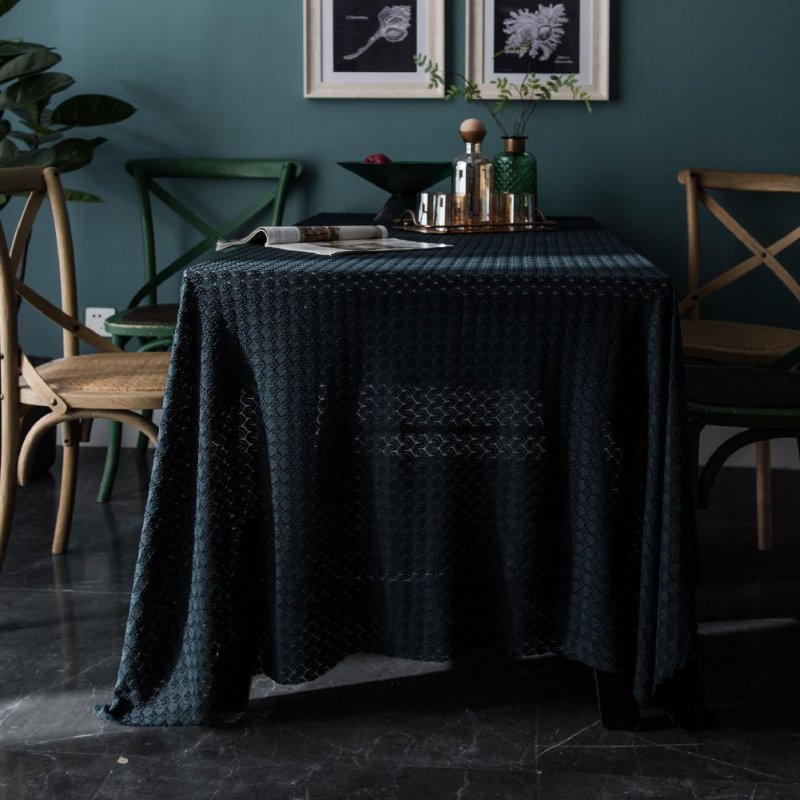 Retro Jacquard Lace Tablecloth Home Table Cover For Home Party Holiday Resturant Navy_150*220cm