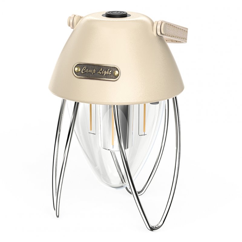 Retro Portable Camping Light Type-c Rechargeable Ipx4 Waterproof Outdoor Tent Lamp For Hiking Climbing creamy-white