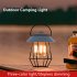 Retro Portable Tent Lamp Usb Rechargeable Waterproof Camping Lantern for Outdoor Camping Garden Porches Black