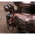 Retro Style Alloy Incense Burner Double Dragon Hollow Cover Censer Cone Holder Home Decoration bronze color