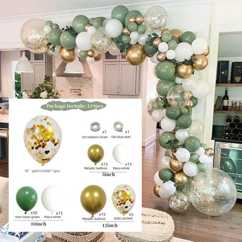 Retro Style Latex Balloon  Garland Set Birthday Party Room Decorative Ornaments Avocado Green Balloon Set
