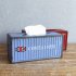 Retro Tabletop Iron Tissue Box for Home Living Room Car Storage Decoration Blue union jack
