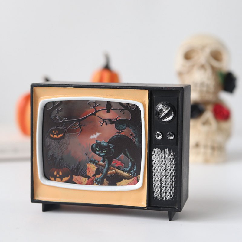 Retro Tv Led Electronic Candle Light Witch Skeleton Pumpkin Luminous Ornaments