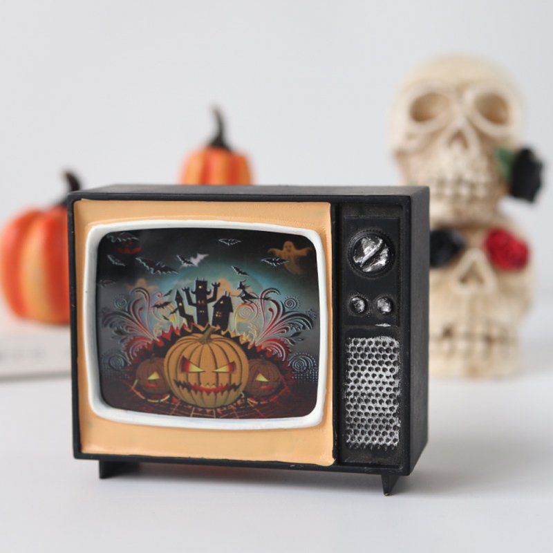 Retro Tv Led Electronic Candle Light Witch Skeleton Pumpkin Luminous Ornaments