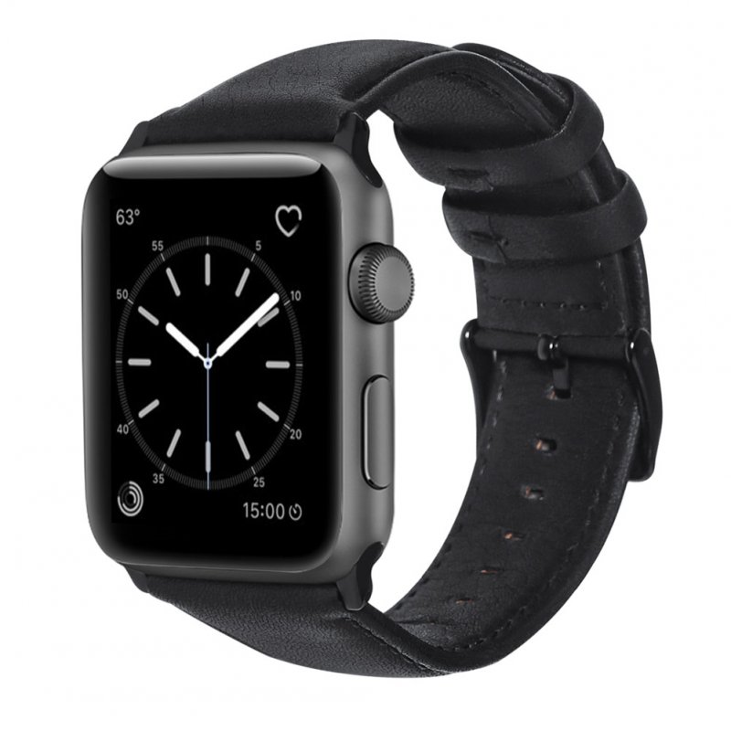 Retro Vintage Leather Strap Replacement Watchband for Apple Watch Series 3 /2 / 1 42mm/38mm 38mm black